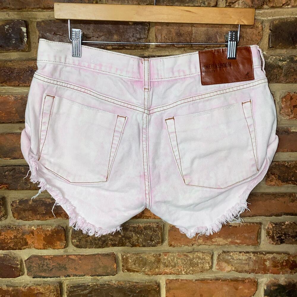 One Teaspoon Pink Tie Dye Denim Bandits Mini Micro Jean Shorts Women's Size 28 - Picture 5 of 9